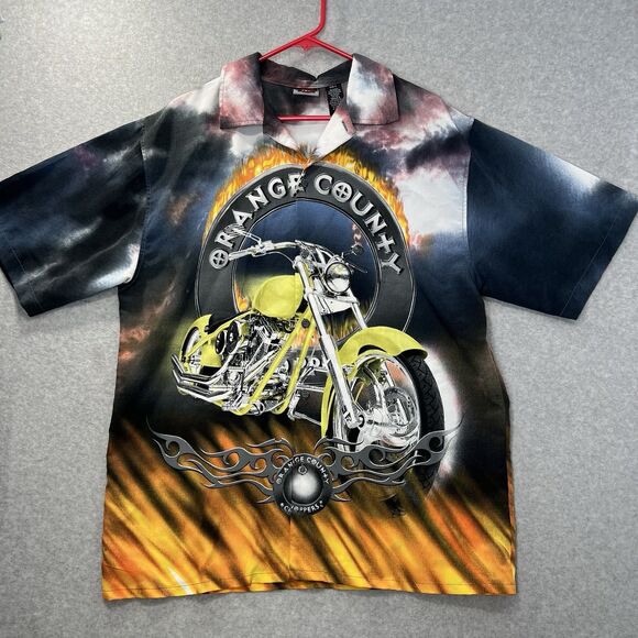 y2k Orange County Choppers Button Up Shirt Men's L Motorcycles Jesse James - Picture 1 of 14